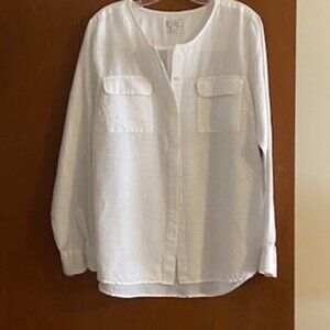 Talbots Casual White Linen Blouse